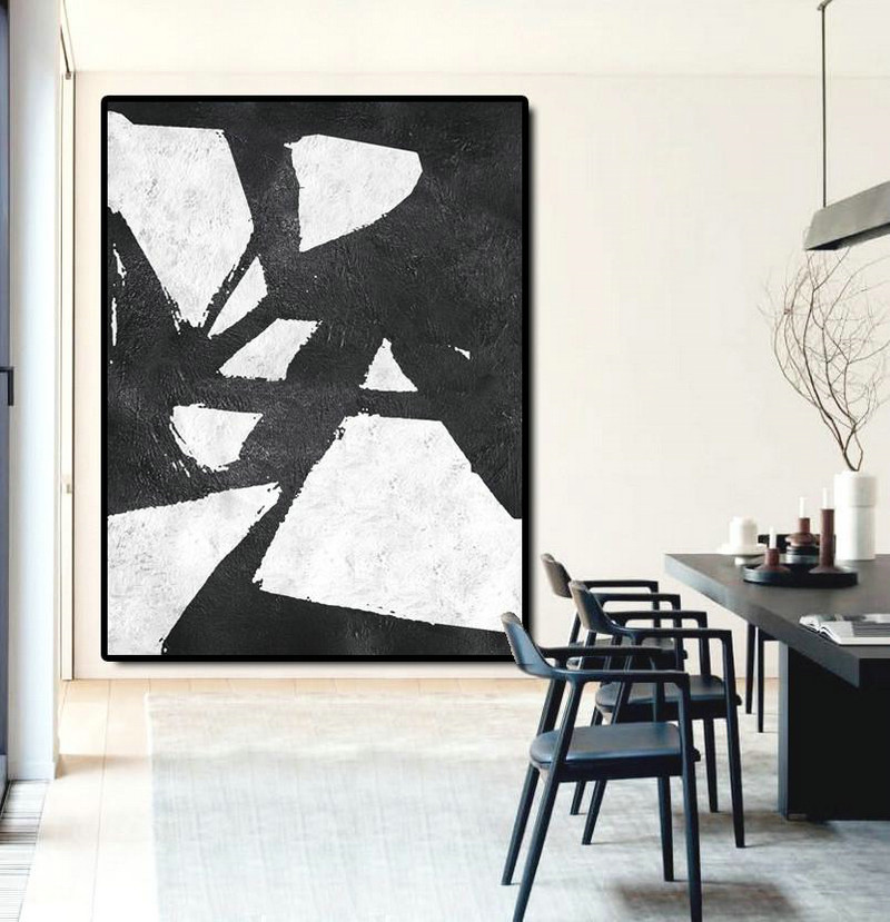 Extra Large Abstract Painting On Canvas,Black And White Minimal Painting On Canvas - Hand Paint Large Clean Modern Art